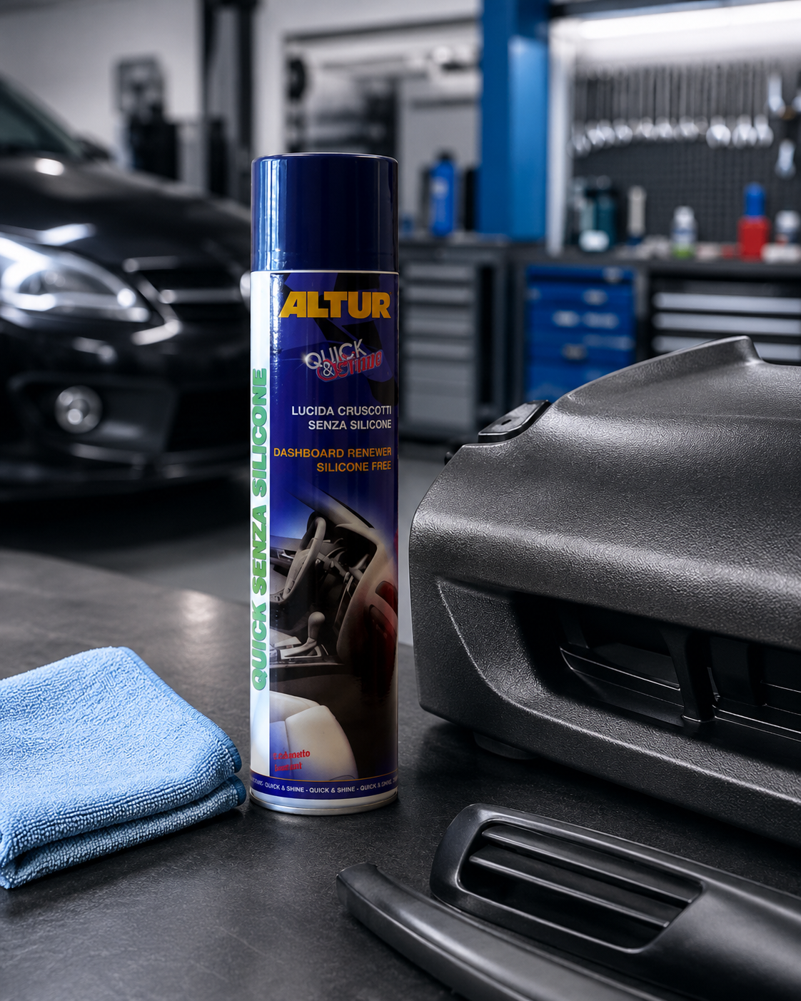 Sjajna plastična površina nakon upotrebe Altur Quick Senza Silicone sredstva